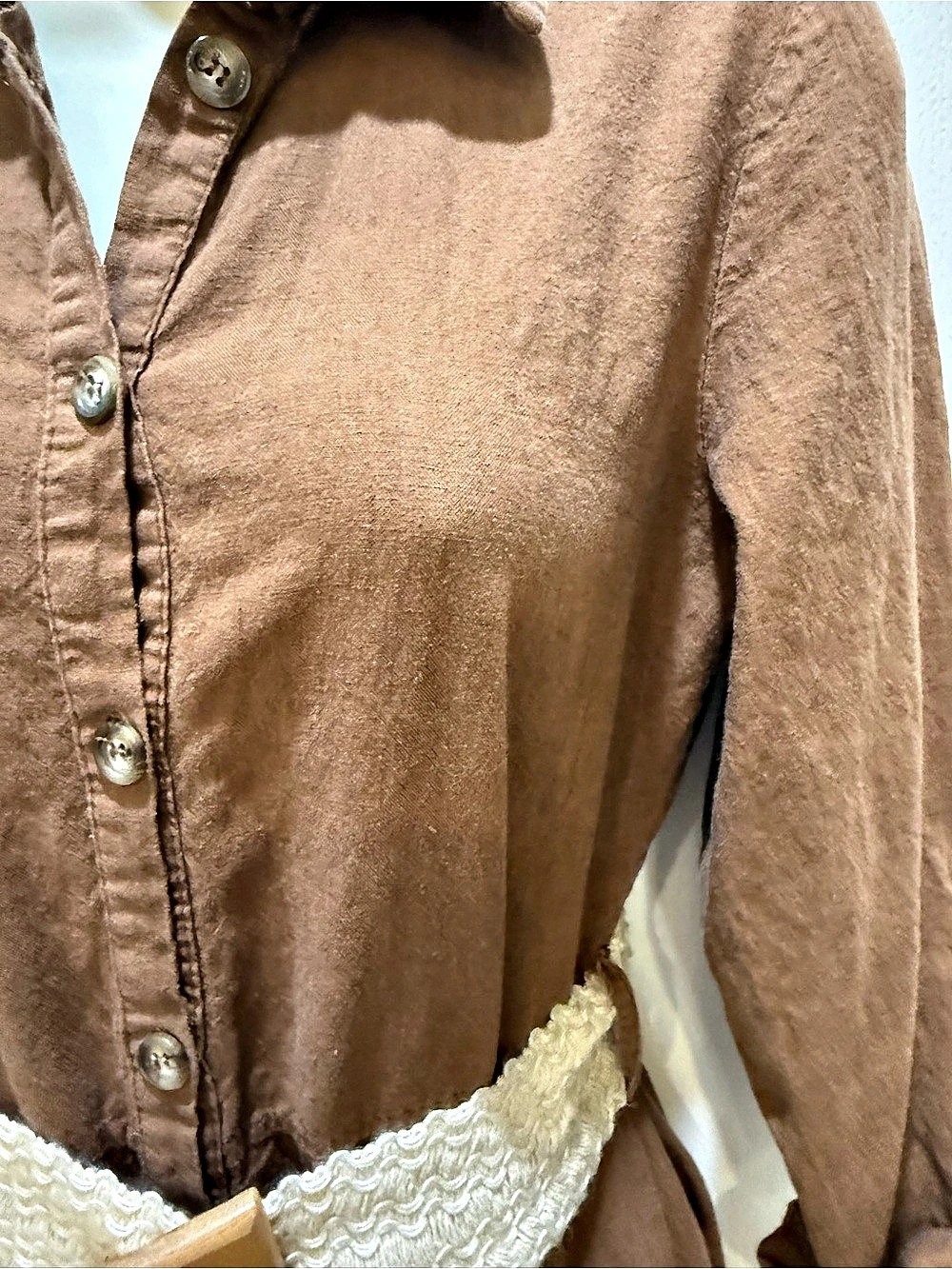 Susy Mix Linen Blend Midi Dress Brown Small
